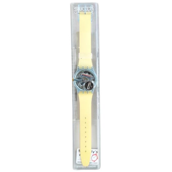 Swatch Watch Cathedral GN135 1994 Standard Gents Roman Numerals Transparent Blue - Picture 5 of 6